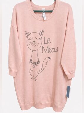 Melissa McCarthy Seven7 Le Meow Cat Sweater Tunic  Women’s Pink Plus 1X New